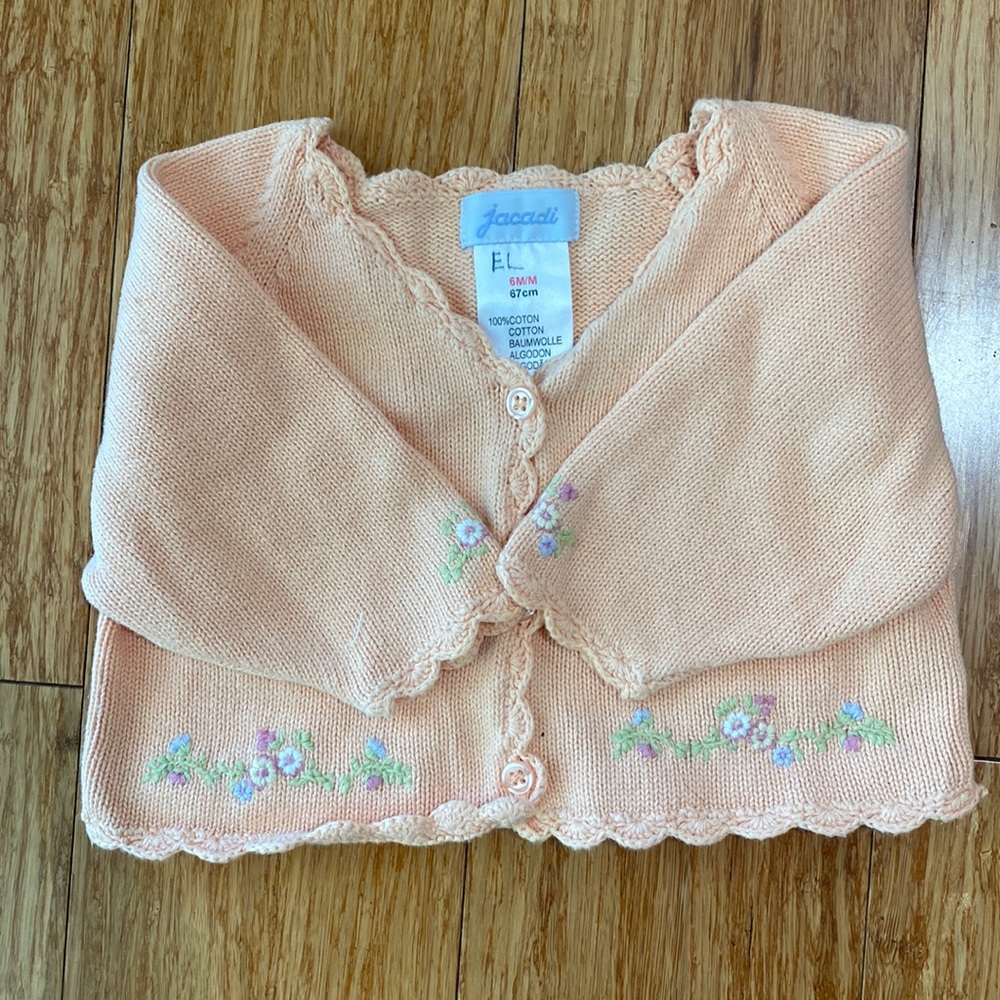 Jacadi Peach Cotton Knit Cardigan 6months